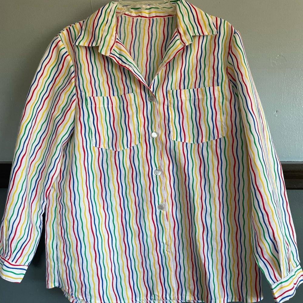 Rainbow button up long sleeve shirt